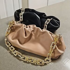 Tan Chain Pouch Shoulder Bag